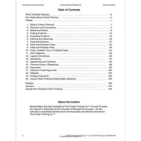 The Critical Thinking Co.™ The Basics of Critical Thinking